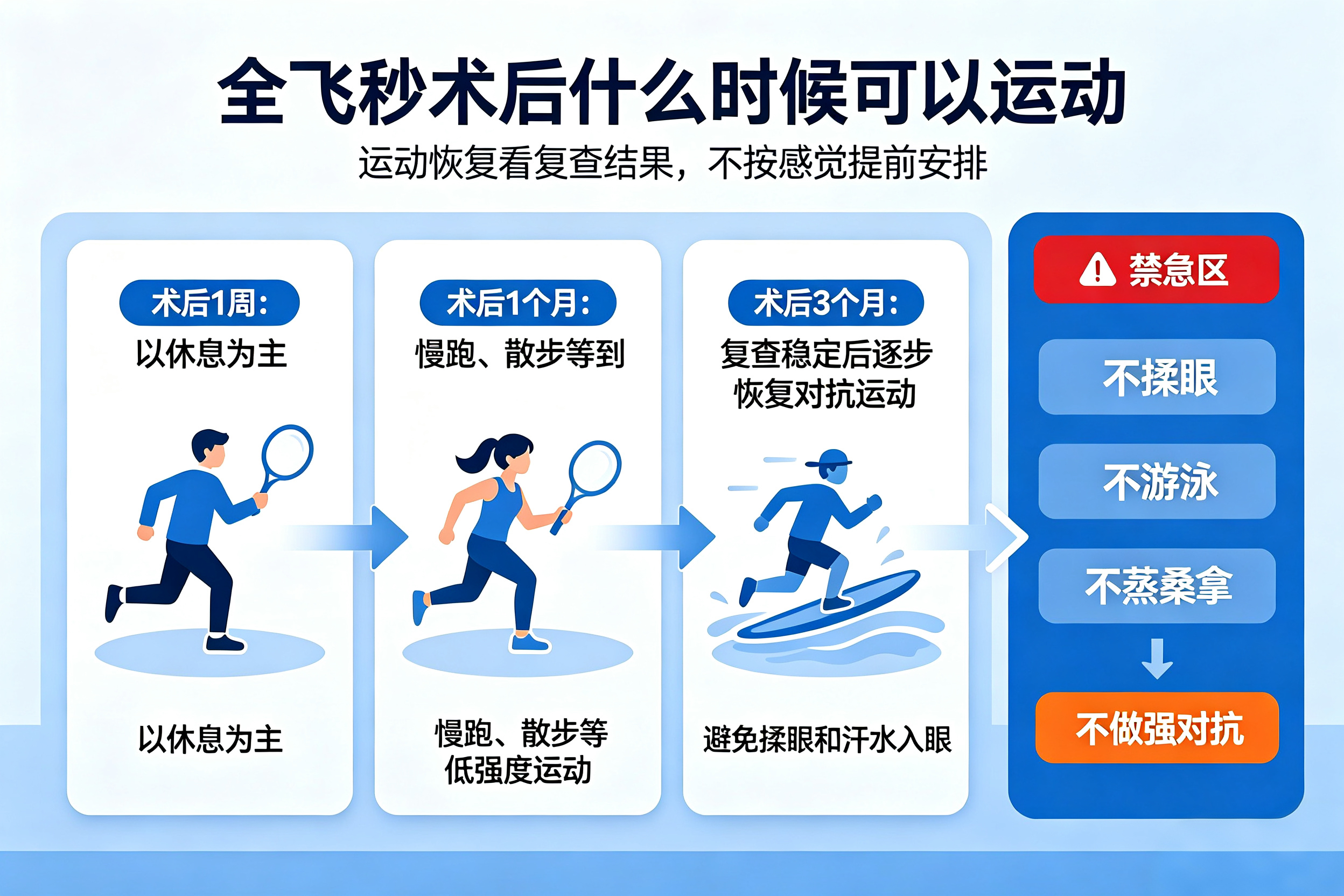 全飞秒术后能游泳吗：术后运动时间线